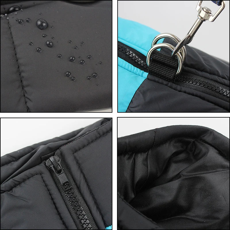 Waterproof Winter Dog Jacket Warm Windproof Coat with D-Ring – XS–6XL for Small to Large Breeds (Red/Blue/Green/Pink/Purple)