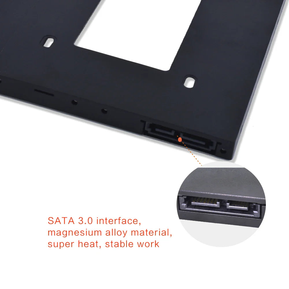 Universal SATA 3.0 2.5-inch (63.5 mm) HDD/SSD Caddy — Fits 9.5 mm / 12.7 mm Optical Bay (eSATA Enclosure)
