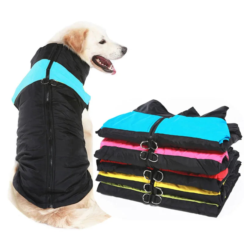Waterproof Winter Dog Jacket Warm Windproof Coat with D-Ring – XS–6XL for Small to Large Breeds (Red/Blue/Green/Pink/Purple)