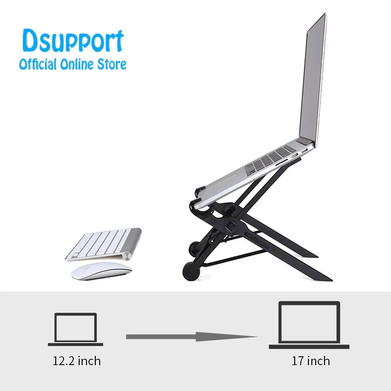 Folding Adjustable Laptop Stand — Ergonomic Lapdesk for 11.2–17 in (28.5–43.2 cm) Laptops, Lightweight Portable Notebook Riser for Office & Home