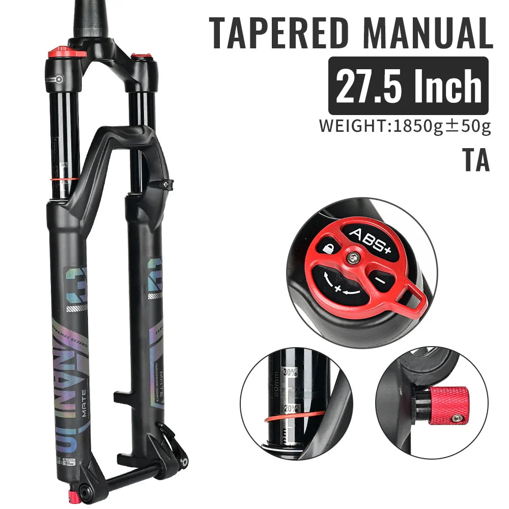 Air Suspension MTB Fork Rebound and Lockout Adjustment 26 / 27.5 / 29-Inch Straight or Tapered, 120mm (4.7in) & 140mm (5.5in) Travel