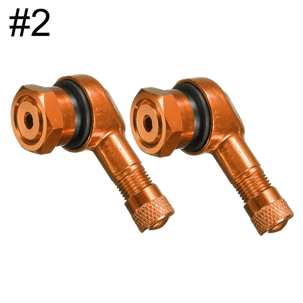 2-Pack 90° Aluminum Motorcycle Tubeless Valve Stem Caps — 11.3mm (0.45in) Fit