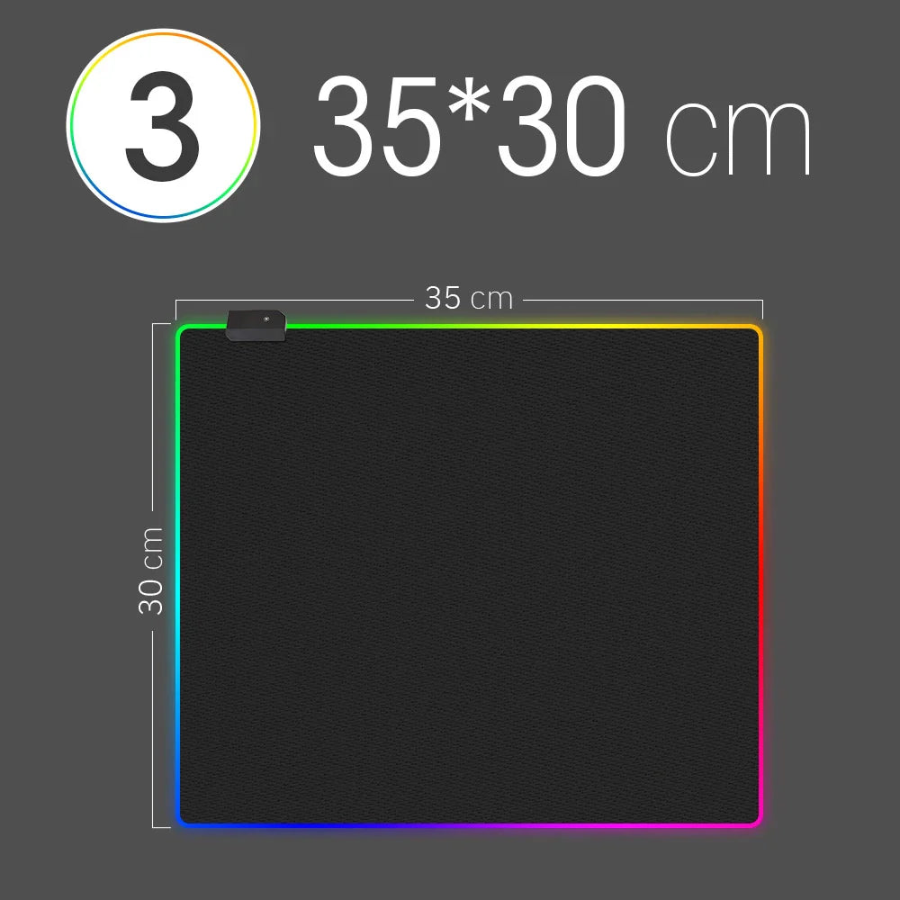 RGB LED Gaming Mouse Pad — Waterproof Large Desk Mat, Non-Slip Rubber, Multiple Sizes (70 x 30–90 x 40 cm / 27.6 x 11.8–35.4 x 15.7 in)