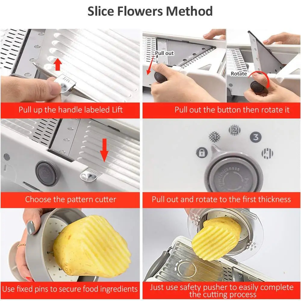 18-in-1 Adjustable Mandoline Slicer – Stainless Steel Vegetable and Fruit Grater, Julienne Cutter