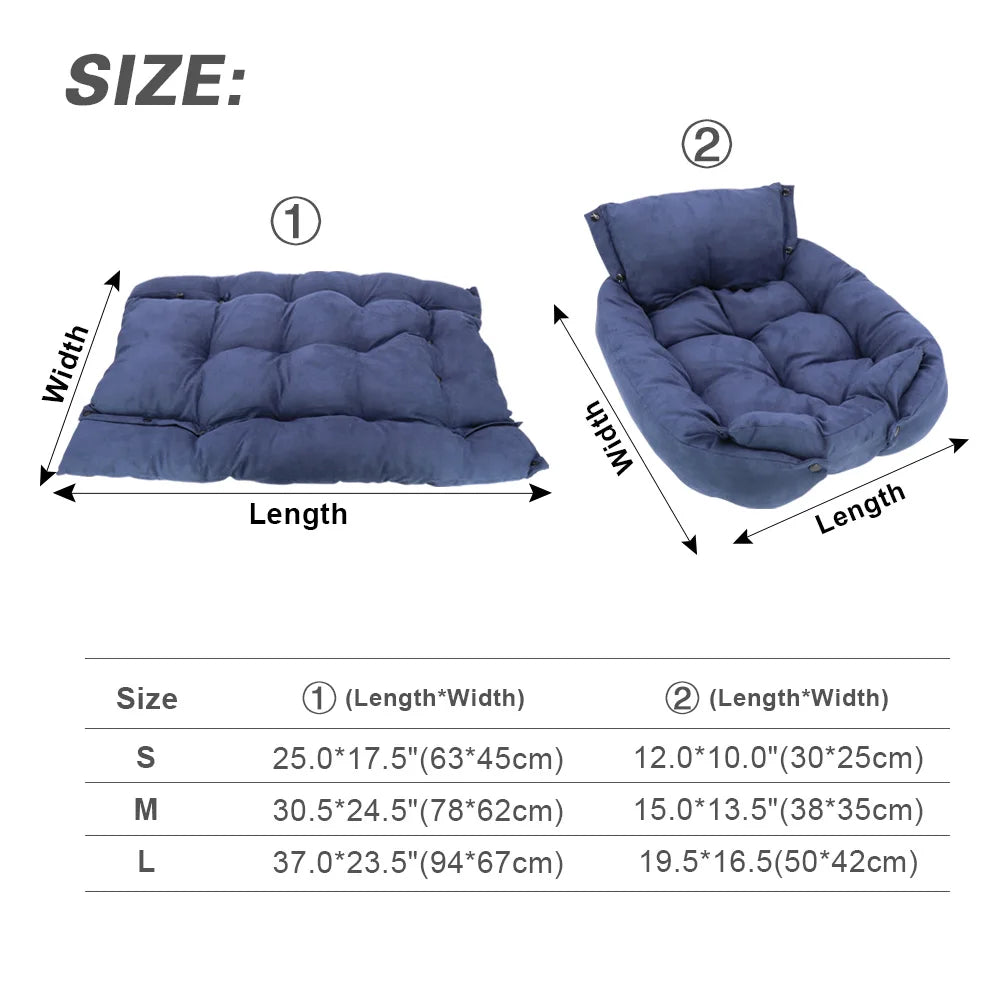 3-in-1 Pet Bed Mat Washable Soft Cotton Dog & Cat Bed Cushion for Small to Medium Pets