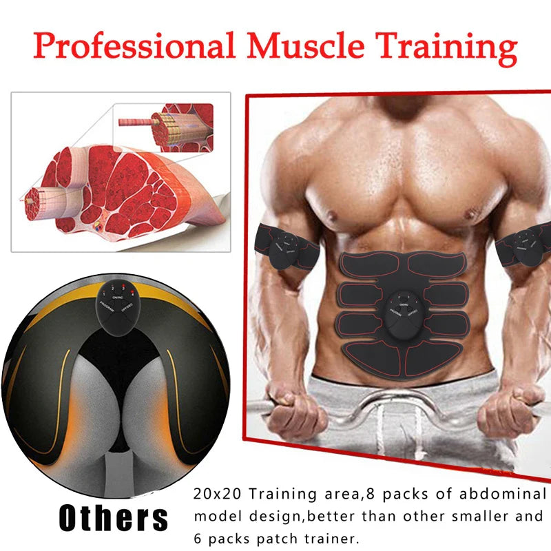 Wireless EMS Muscle Stimulator for Buttocks, Hips & Abs - Abdominal Trainer & Body Slimming Massager