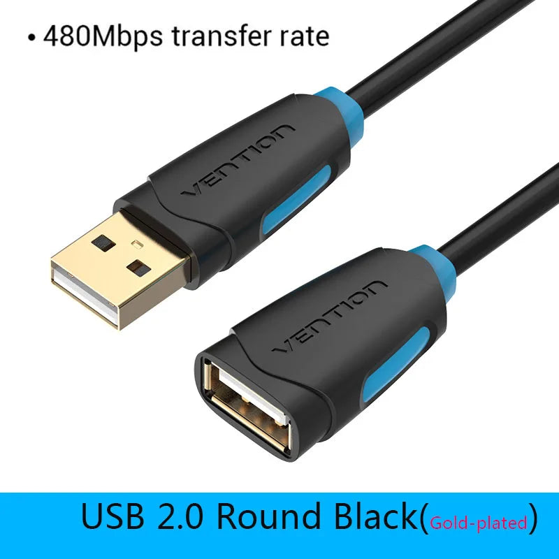 USB A Male to A Female Extension Cable - High-Speed USB 3.0/2.0, 0.5-3m (1.6-9.8 ft), Flat & Round