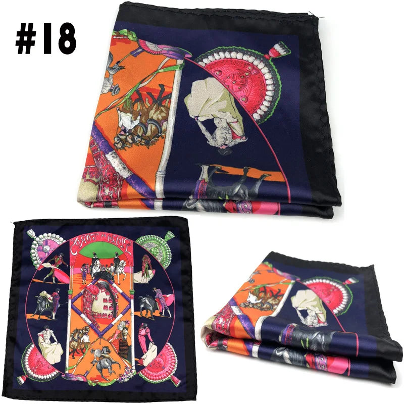 Men's Printed Pocket Square Handkerchief 9.1 x 9.1 in (23 x 23 cm) Paisley Retro Dress Hanky