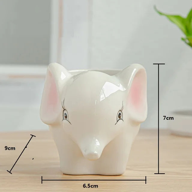 Nordic Ceramic Animal Mini Planters - Zebra, Sheep & Cow Head Succulent and Bonsai Pots for Home Decor