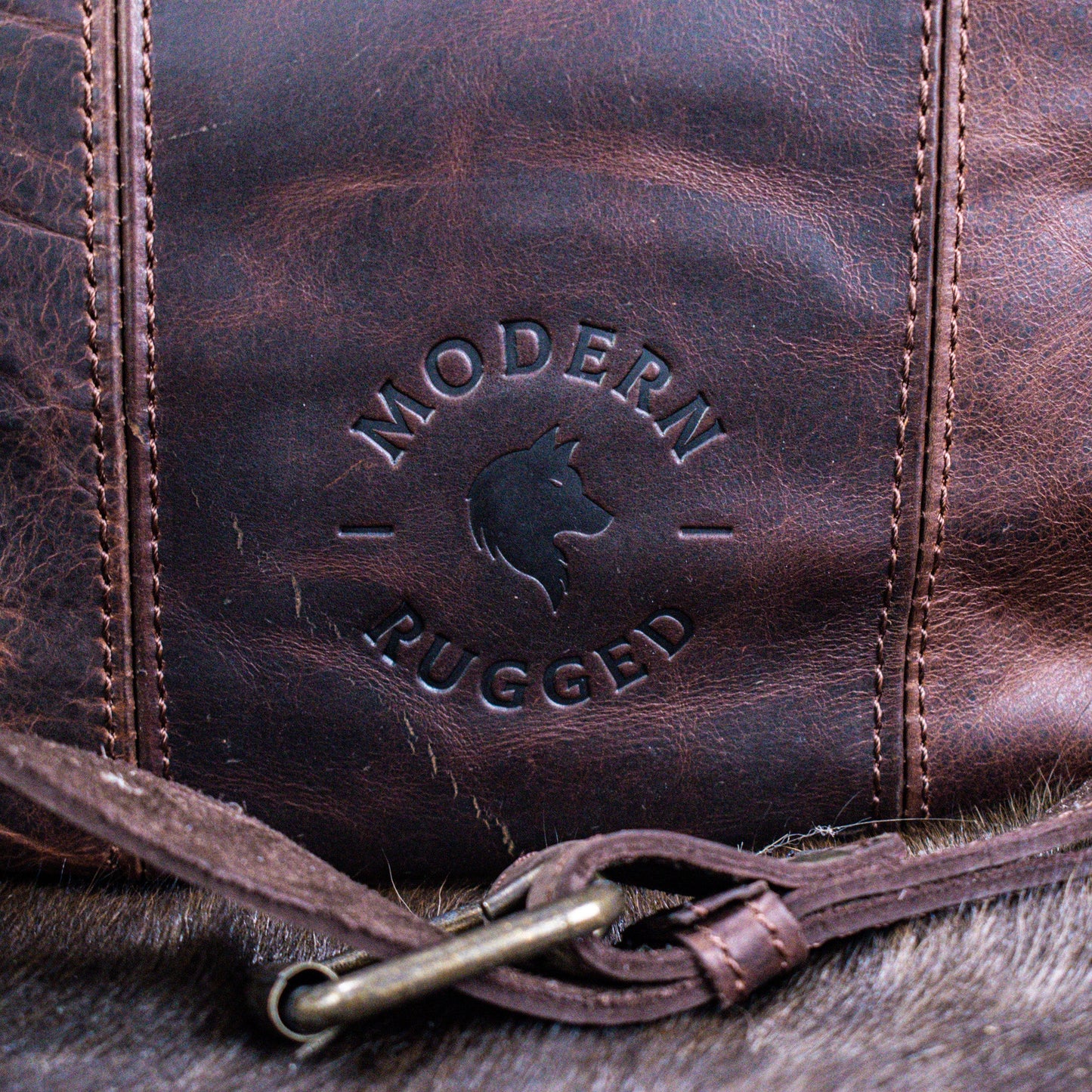 Leather Hide Laptop Bag - Rustic Mahogany and Brown (Clasps)
