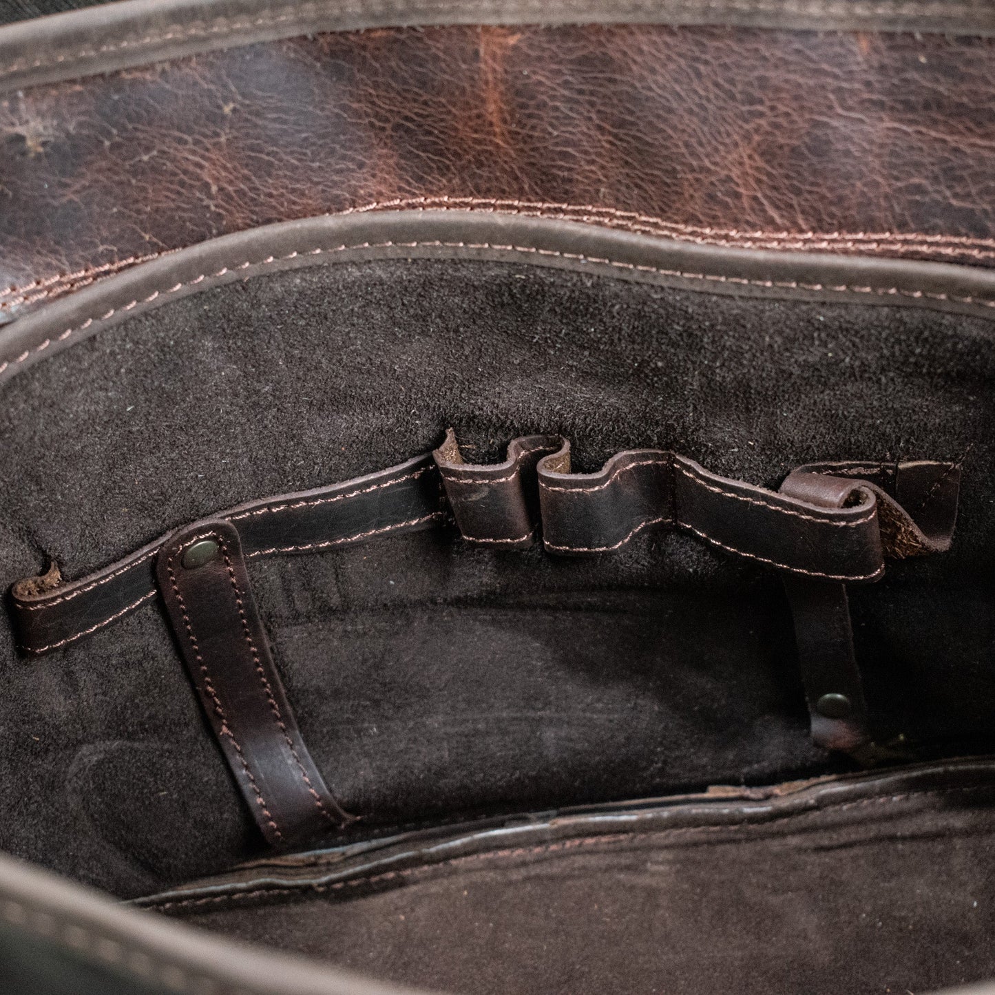 Leather Hide Laptop Bag - Rustic Mahogany and Brown (Clasps)