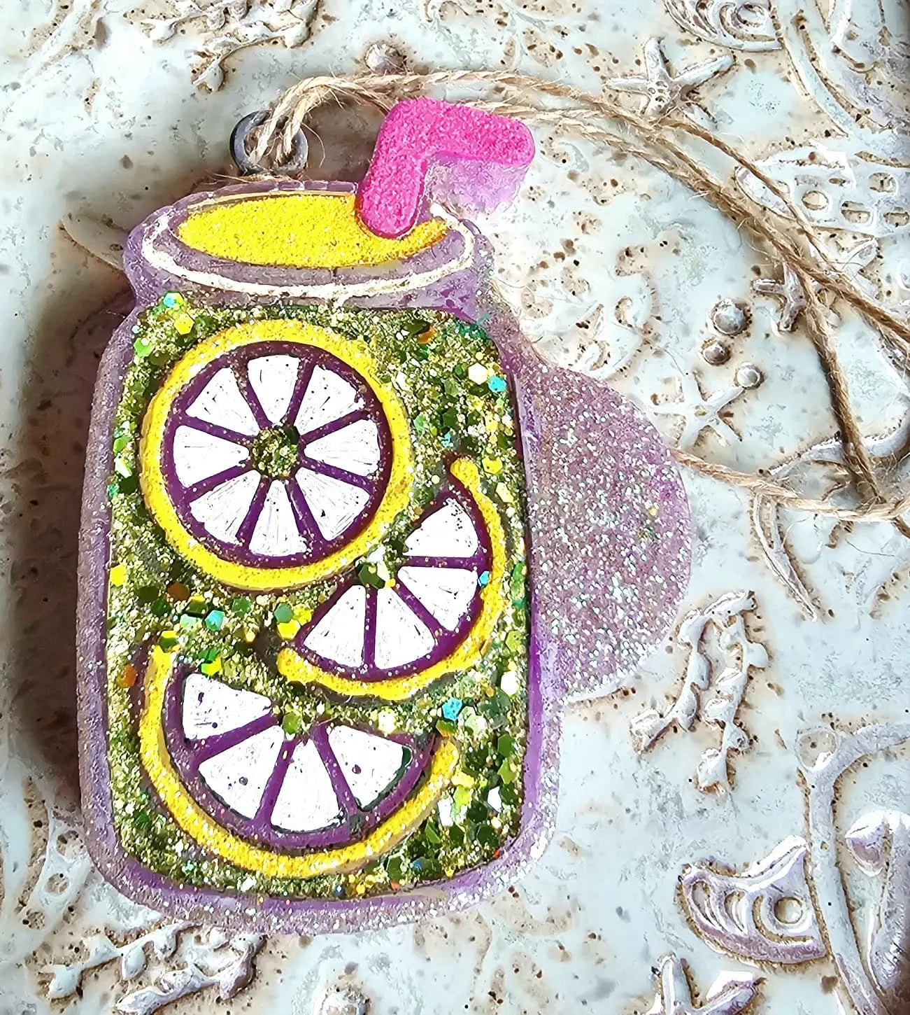 Lemonade Jar Car Freshie – Handmade Summer Aroma Bead Air Freshener