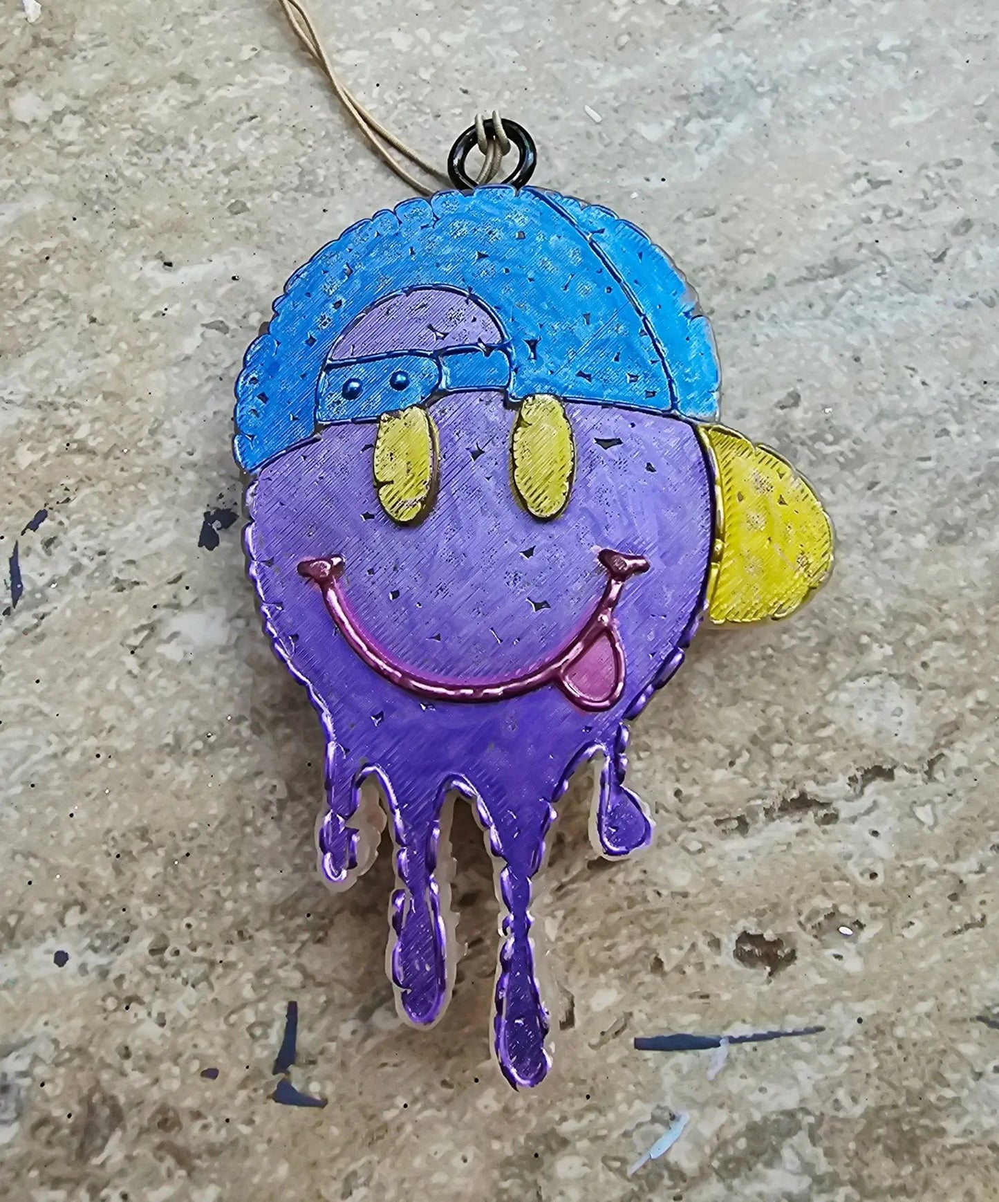 Melting Smiley Face Car Freshie – Handmade Aroma Bead Air Freshener