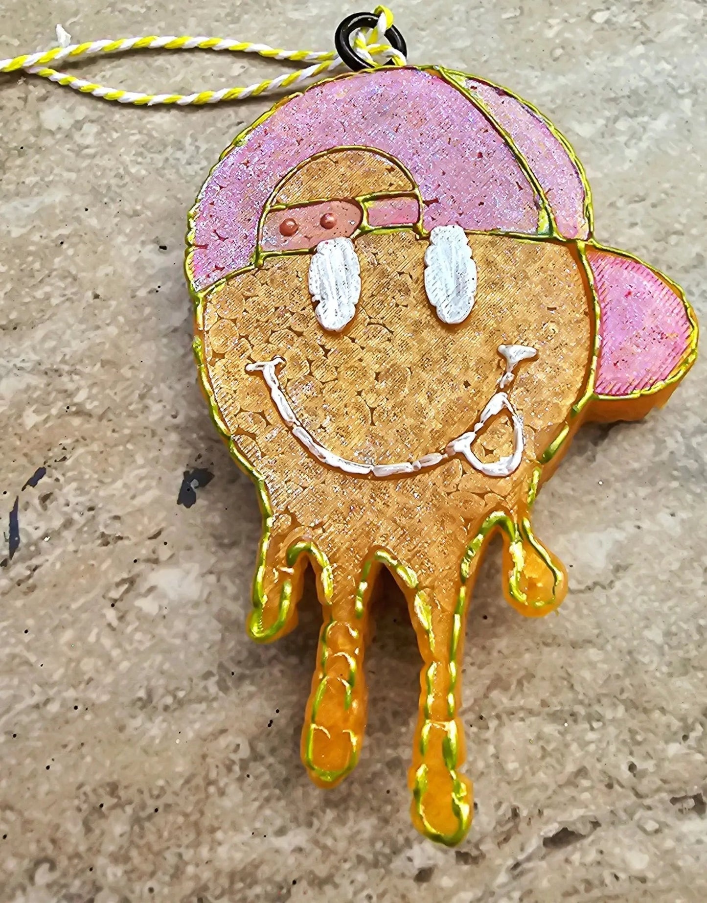 Melting Smiley Face Car Freshie – Handmade Aroma Bead Air Freshener