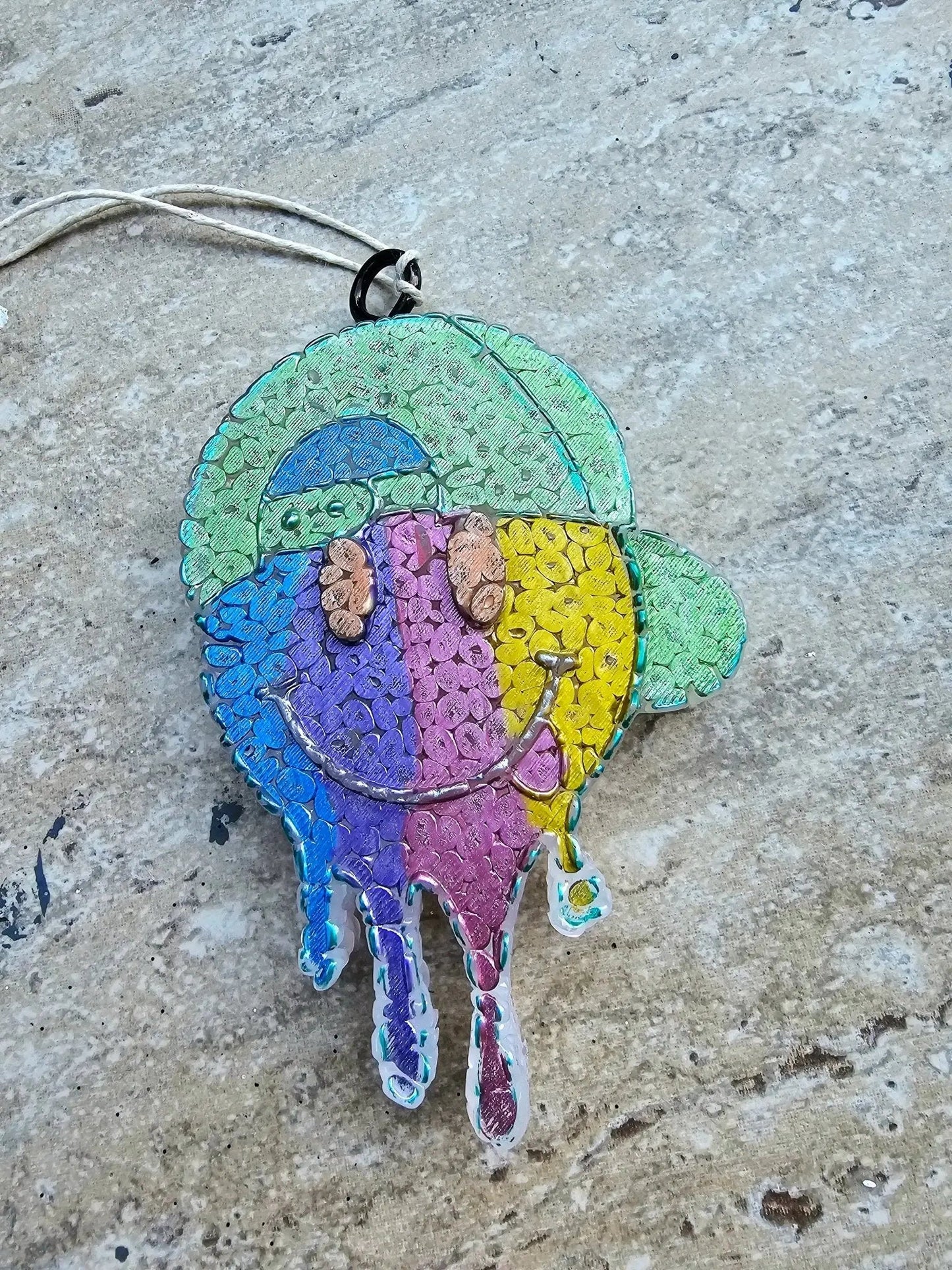 Melting Smiley Face Car Freshie – Handmade Aroma Bead Air Freshener
