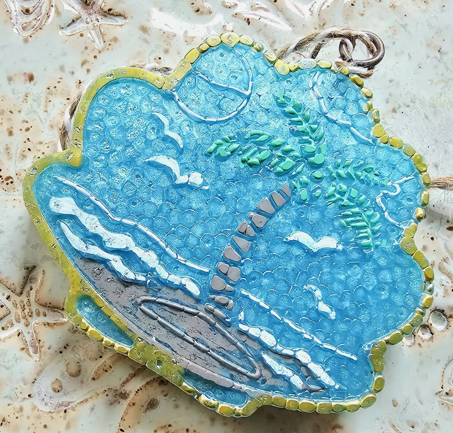 Ocean Scene Car Freshie – Handmade Beachy Aroma Bead Air Freshener