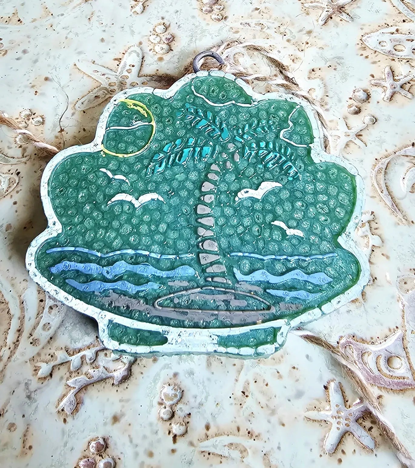 Ocean Scene Car Freshie – Handmade Beachy Aroma Bead Air Freshener