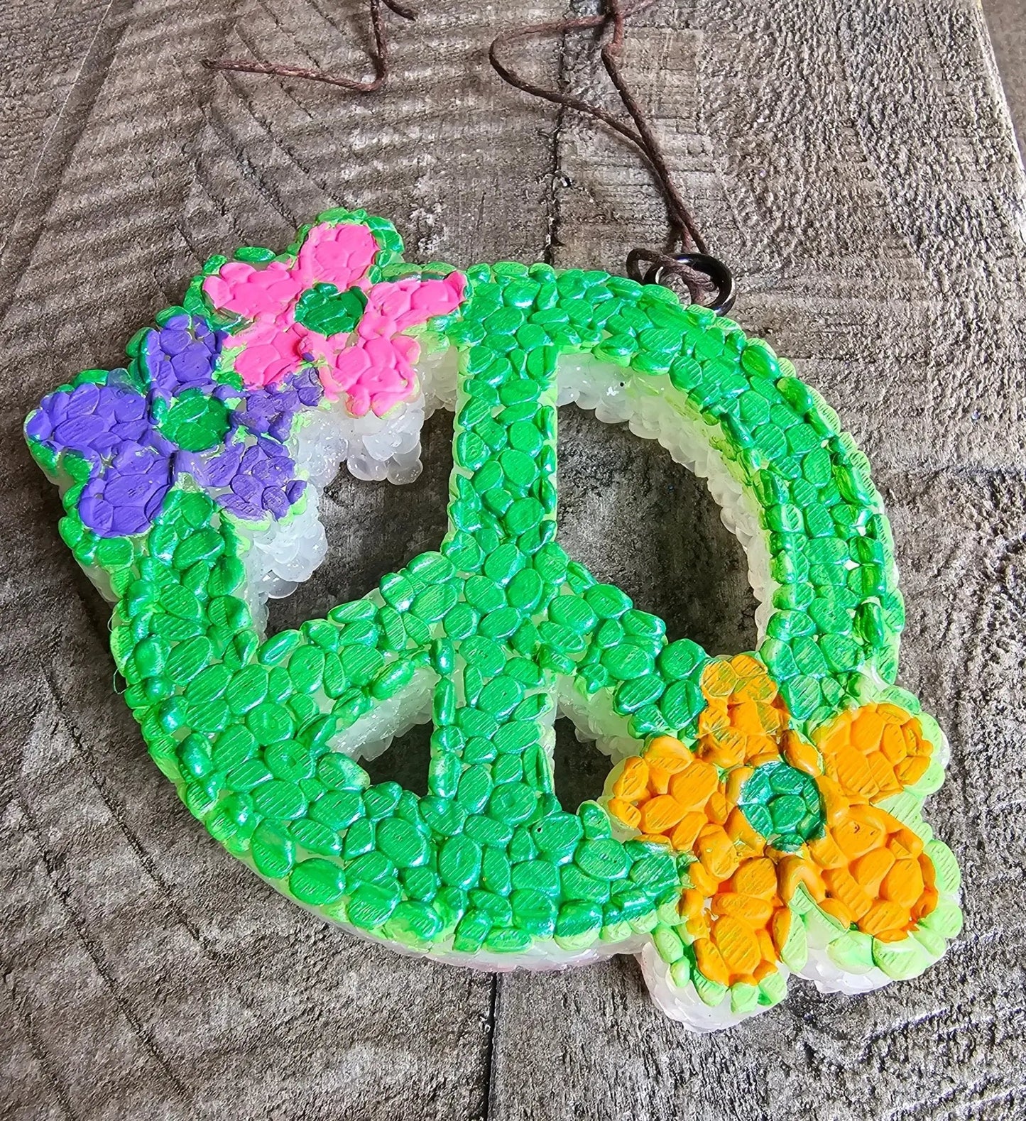 Peace Sign Car Freshie | Retro Handmade Aroma Bead Air Freshener