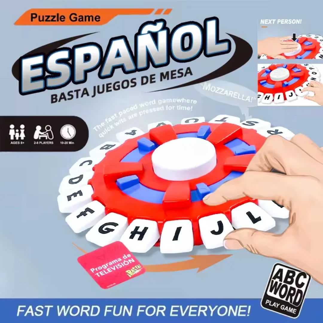 Basta Spanish Letter Board Game – Fast-Paced Family & Party Word Game for Kids & Adults