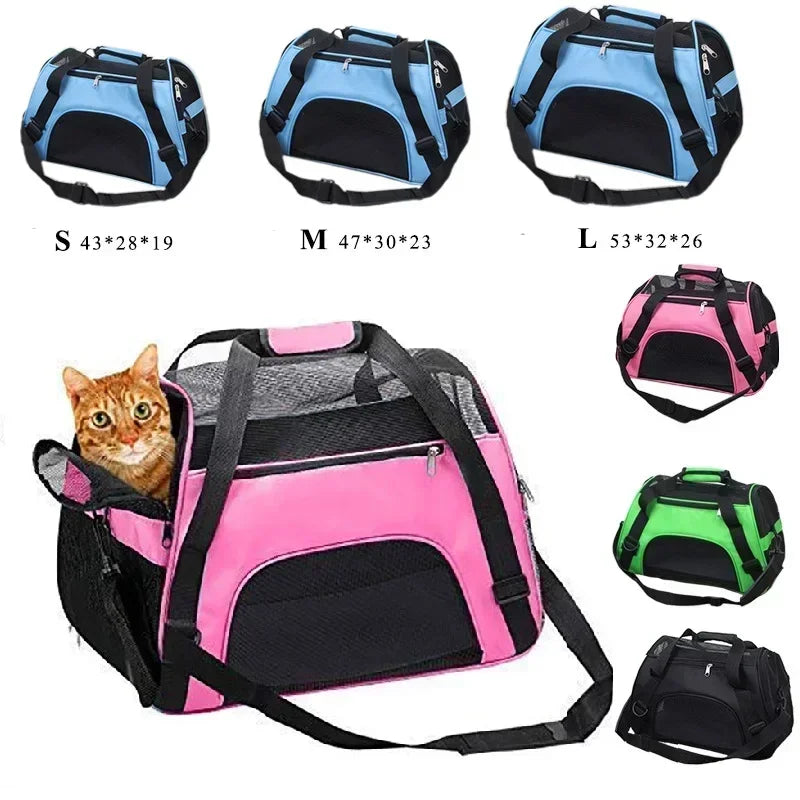 Portable Mesh Pet Carrier Bag – Breathable Foldable Travel Handbag for Small Dogs & Cats