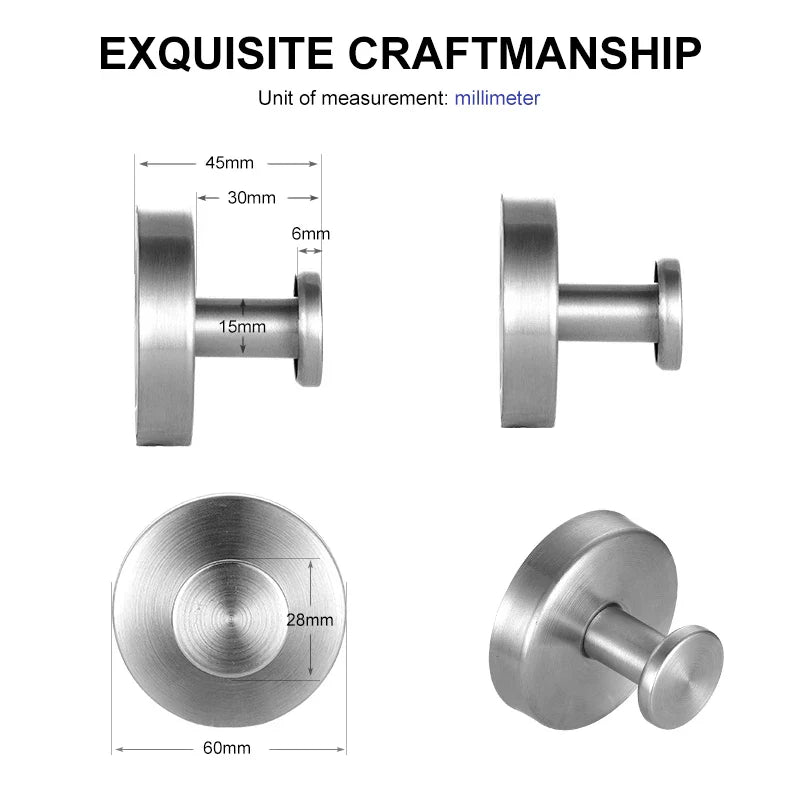 Reusable Stainless Steel Suction Cup Hook Punch-Free Waterproof Wall Mount for Kitchen and Bathroom Towel & Clothes Hanger