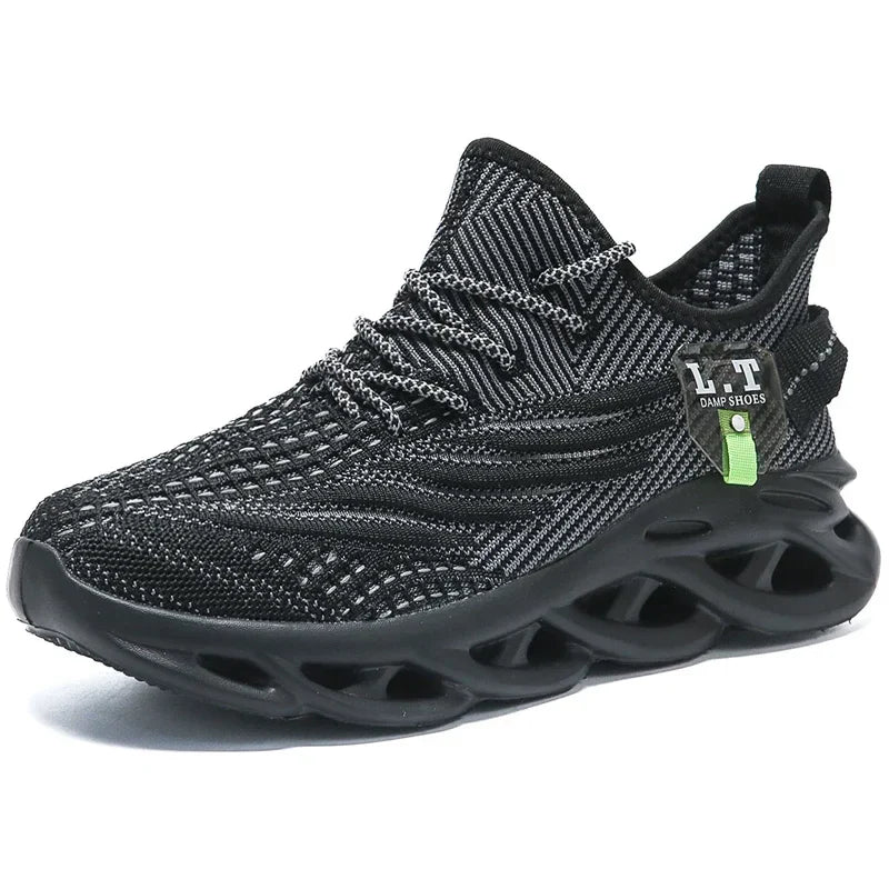 Lightweight Breathable Running Sneakers - Black Casual Jogging Shoes for Men & Women, Shock-Absorption Outdoor Trainers