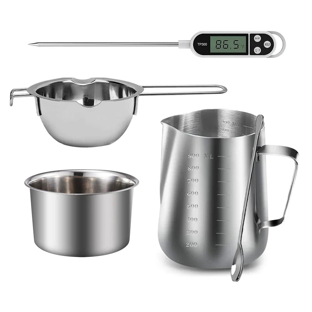 Stainless Steel Double Boiler Wax Melting Pot – Candle Making DIY Starter Kit (600ml/20oz & 900ml/30oz Options)