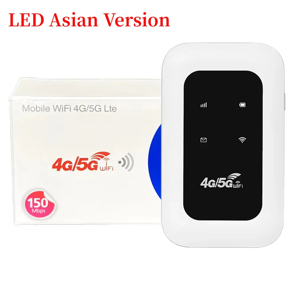 4G LTE Pocket WiFi Router 150Mbps Portable MiFi Hotspot with SIM Slot, 2100mAh Battery for Travel Home Office RV