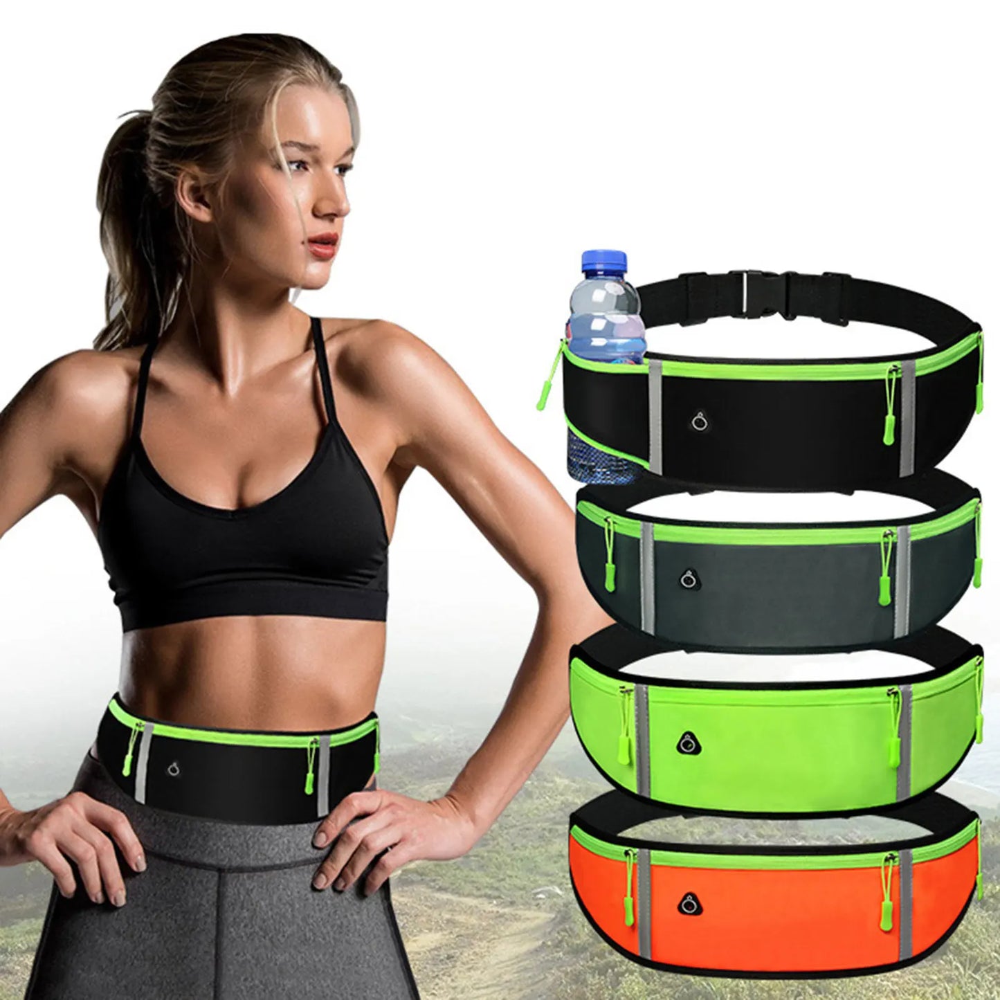 Waterproof Running Waist Pack Fanny Pack Belt Bag with Earphone Hole Fits Phones up to 7in (17.8 cm) for Hiking and Daily Outdoors