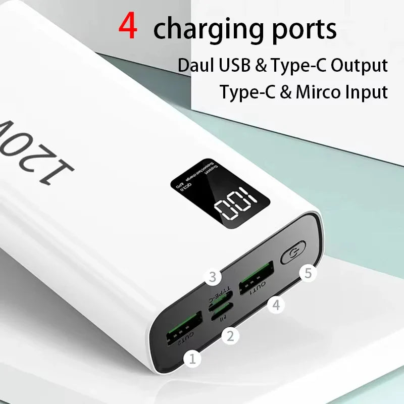 120W High-Capacity Power Bank (50,000/100,000/200,000mAh) Portable Fast Charger USB-C PD & USB-A with Digital Display