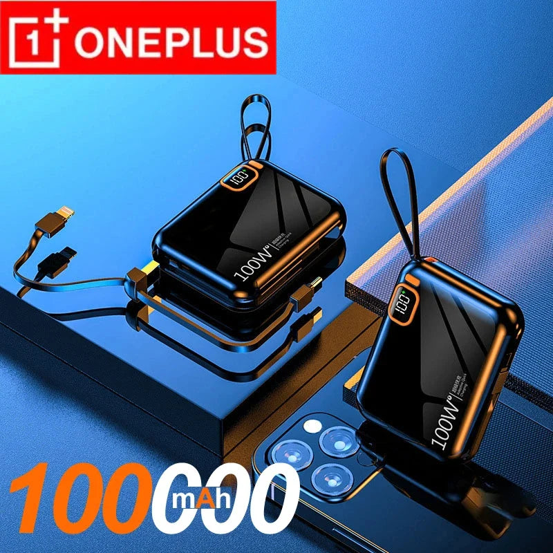 200000mAh 120W Portable Power Bank USB Type-C Two-Way Fast Charger with Built-In Cables & LED Display for iPhone & Samsung