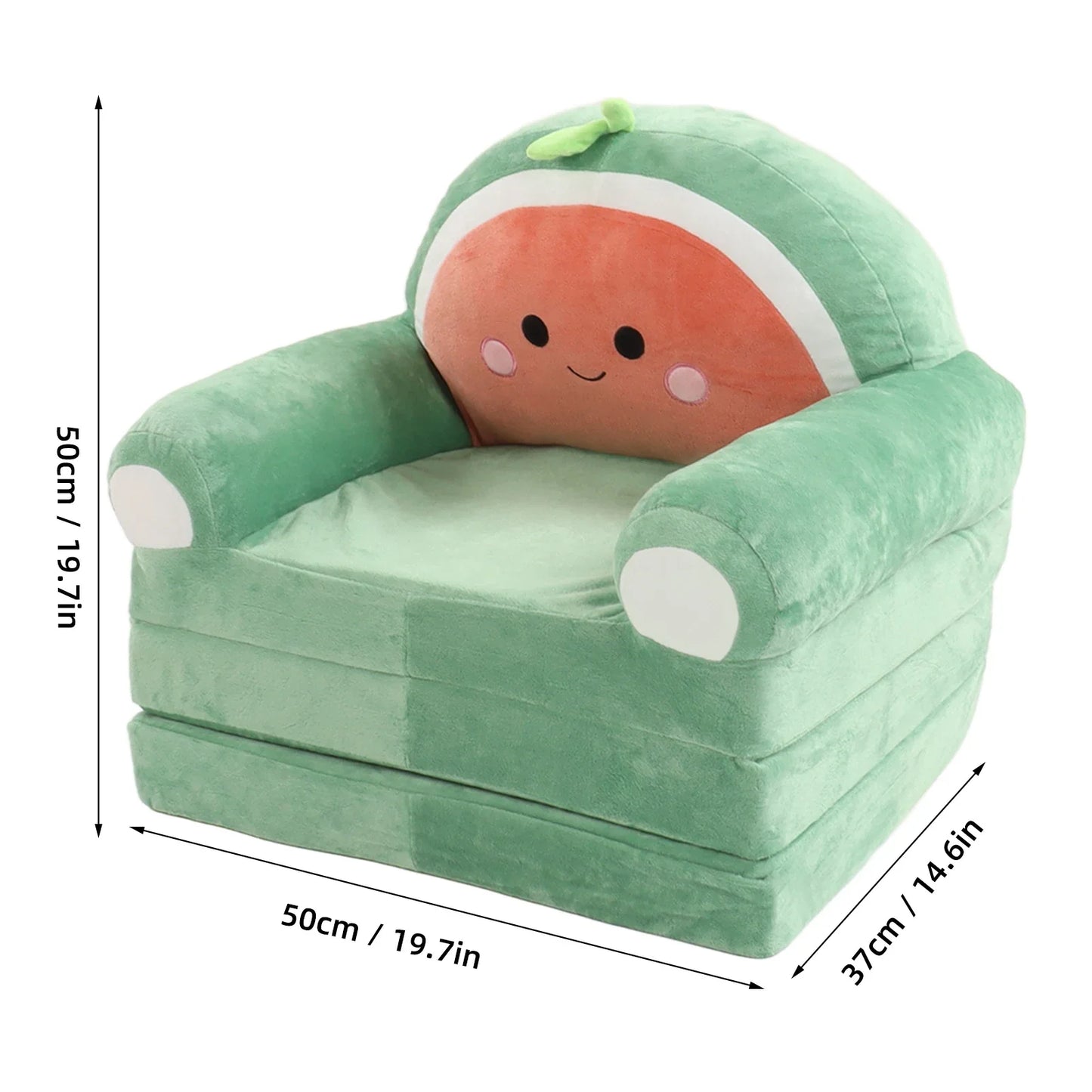 Cartoon Foldable Kids Sofa Bed Plush Washable Children's Armchair with Wide Armrests