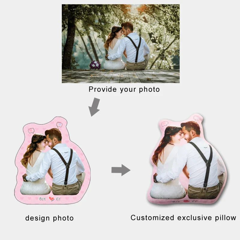 Personalized Photo Human-Shaped Pillow - Custom Couple & Boyfriend Lifesize Cushion Gift