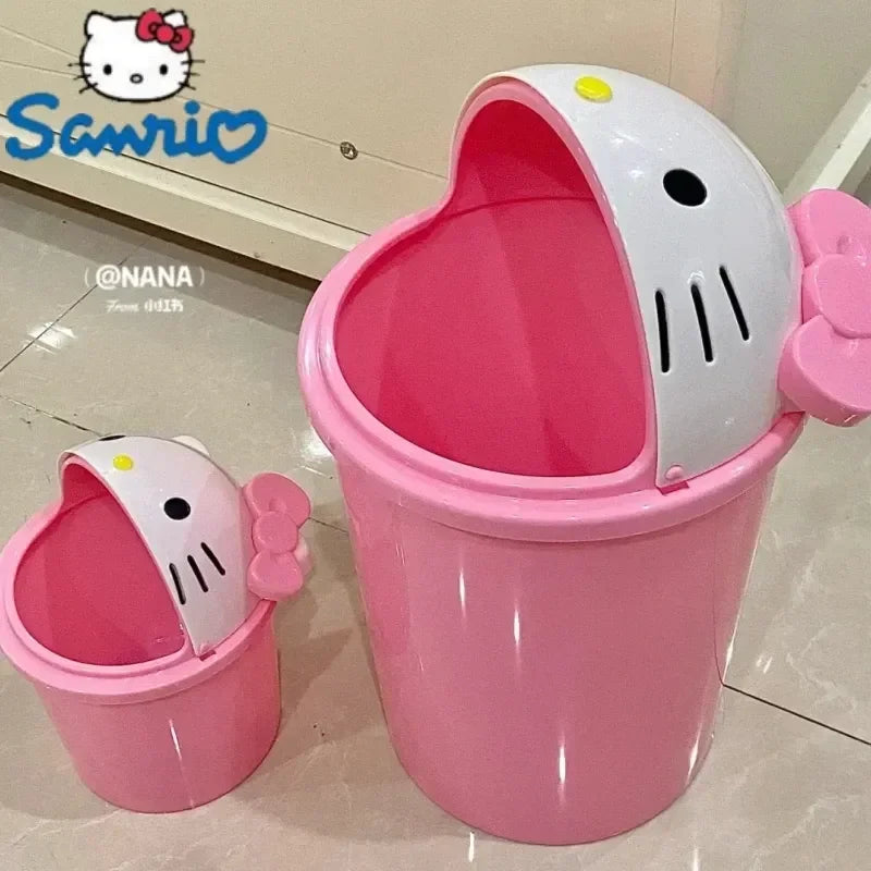 Kawaii Cat Trash Can Cute Plastic Rubbish Bin for Bedroom & Living Room — 21 cm (8.3 in) / 37 cm (14.6 in)
