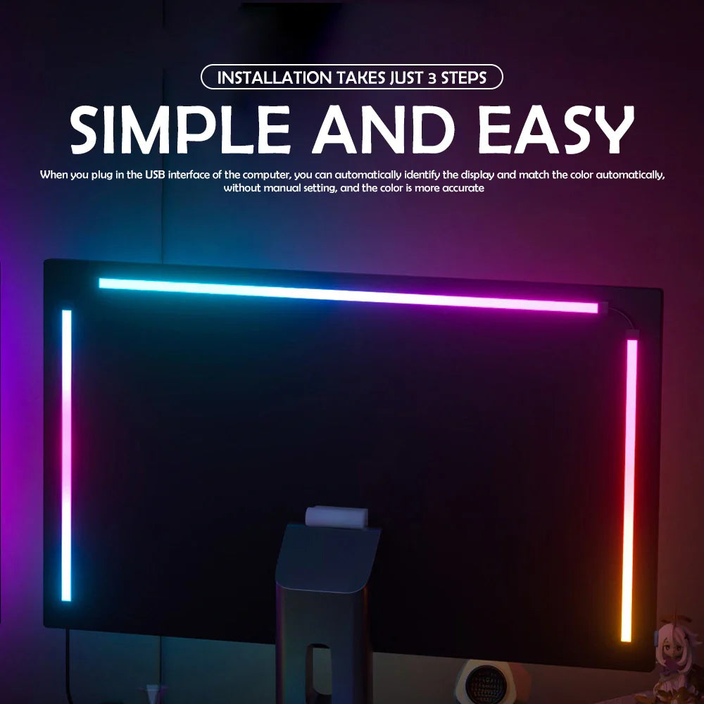 RGB Monitor Backlight LED Strip – App & Music Sync Ambient Lighting for Gaming, PC & Room Decor
