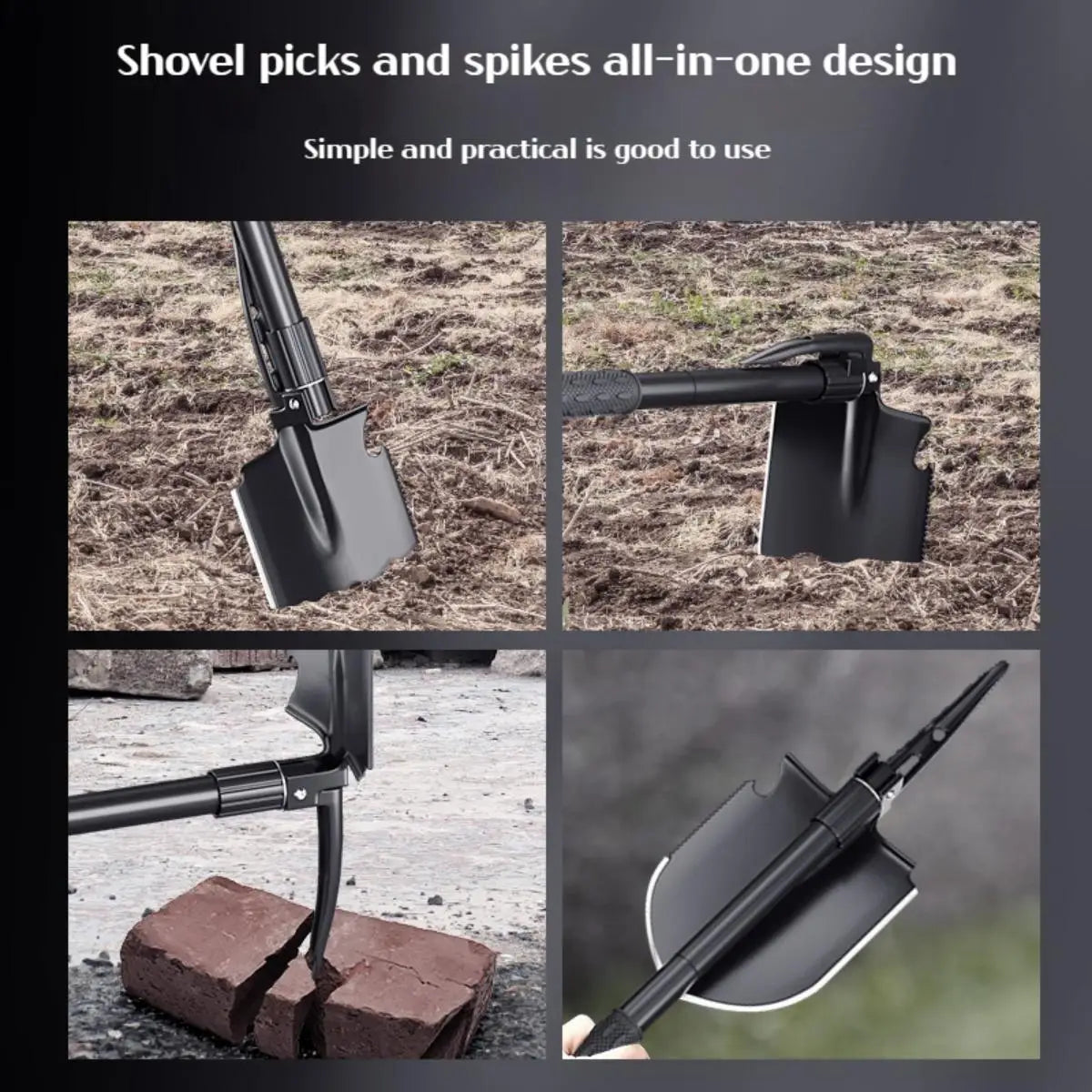 Foldable Camping Shovel 1-Pack Multifunctional Portable Entrenching Tool for Hiking & Outdoor