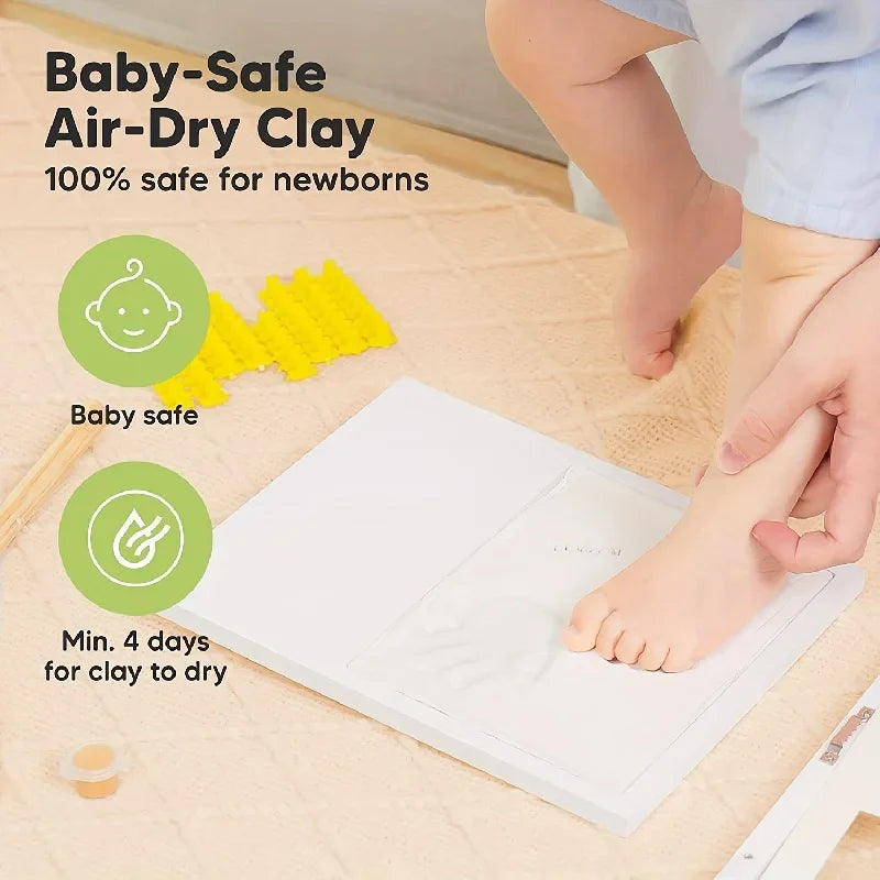 Baby Hand & Footprint Clay Photo Frame Kit – Keepsake Memory Frame 11 x 9 in (28 x 23 cm) – Newborn Gift for Boys & Girls