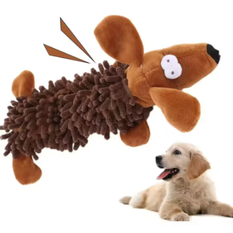 Small Breed Dog Plush Toy 10.2 in (26 cm) Animal Shape Squeaky Chew and Dental Cleaning Toy for Chihuahua Yorkie Bichon Puppies