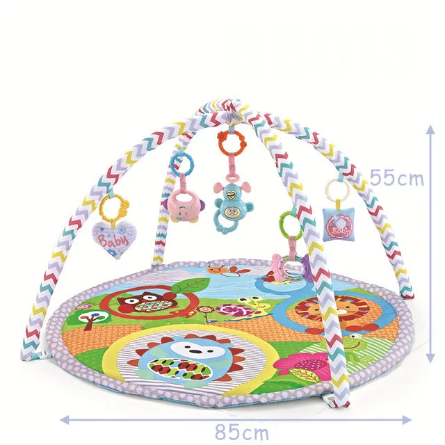 Baby Activity Gym Play Mat with Toy Rack – Educational Crawling Blanket & Infant Sensory Rug