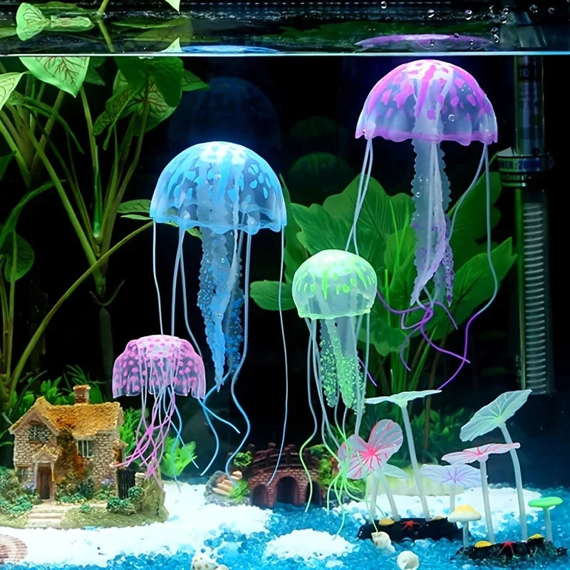 Artificial Glowing Jellyfish Aquarium Ornament Luminous Swimming Fish Tank Decoration