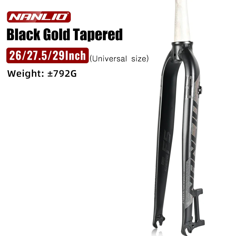 Matte Rigid MTB Fork – Aluminum Alloy Straight Steerer 28.6mm, Fits 26/27.5/29-Inch Wheels, A-Pillar Direct Mount