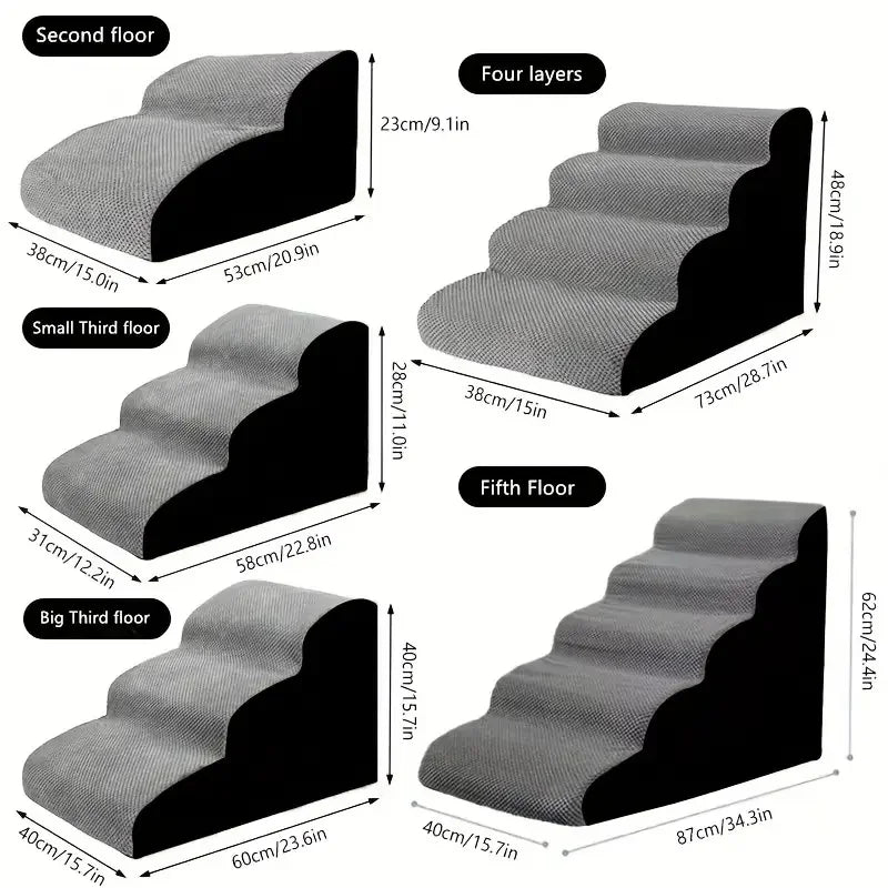 Detachable Washable High-Density Foam Pet Stairs 4-5 Step Ramp for Small Dogs & Cats L/XL