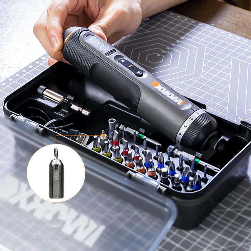 4V Mini Cordless Electric Screwdriver Set USB Rechargeable 30-Bit Precision Kit
