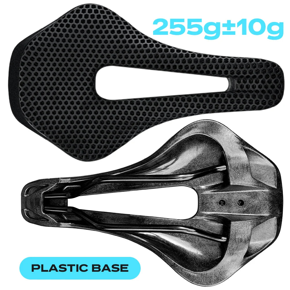 3D Printed Carbon Fiber Bicycle Saddle 255x150mm (10 x 5.9 in) – Ultralight Hollow Breathable MTB & Road Bike Seat