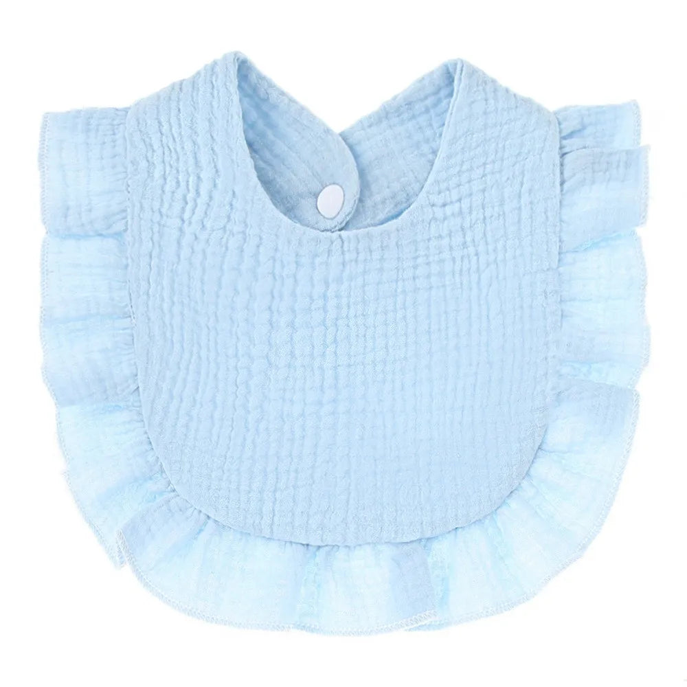 Ruffle Edge Cotton Gauze Baby Bib & Burp Cloth - Lace Saliva Bib for Infants 1-3 Years