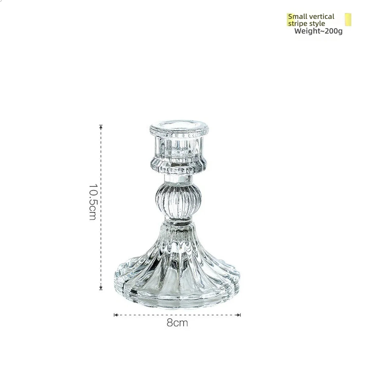 Clear Glass Pillar Candle Holder Table Candlestick for Dining Room Decor