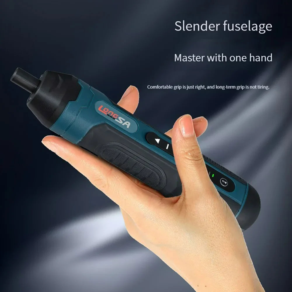 3.6V Mini Cordless Electric Screwdriver — Torque Adjustable Straight Handle, 6.35mm (1/4") Hex Chuck, 1300mAh Lithium Battery