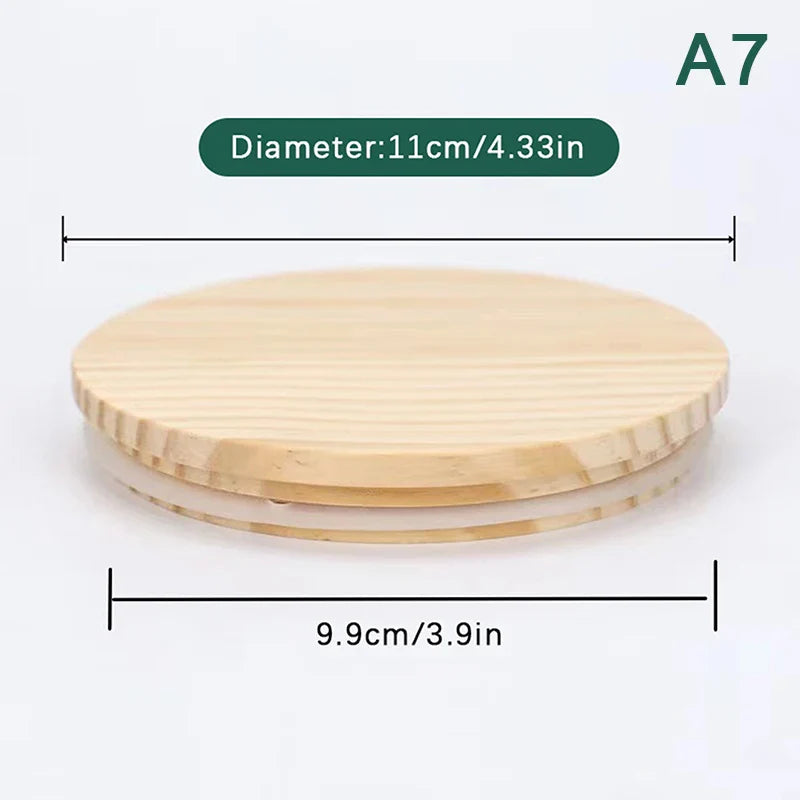 Handmade Pine Wood Jar Lid with Silicone Seal – Airtight Wooden Cover for Jars, Mugs & Candle Cups, Fits 52–130 mm (2.05–5.12 in)