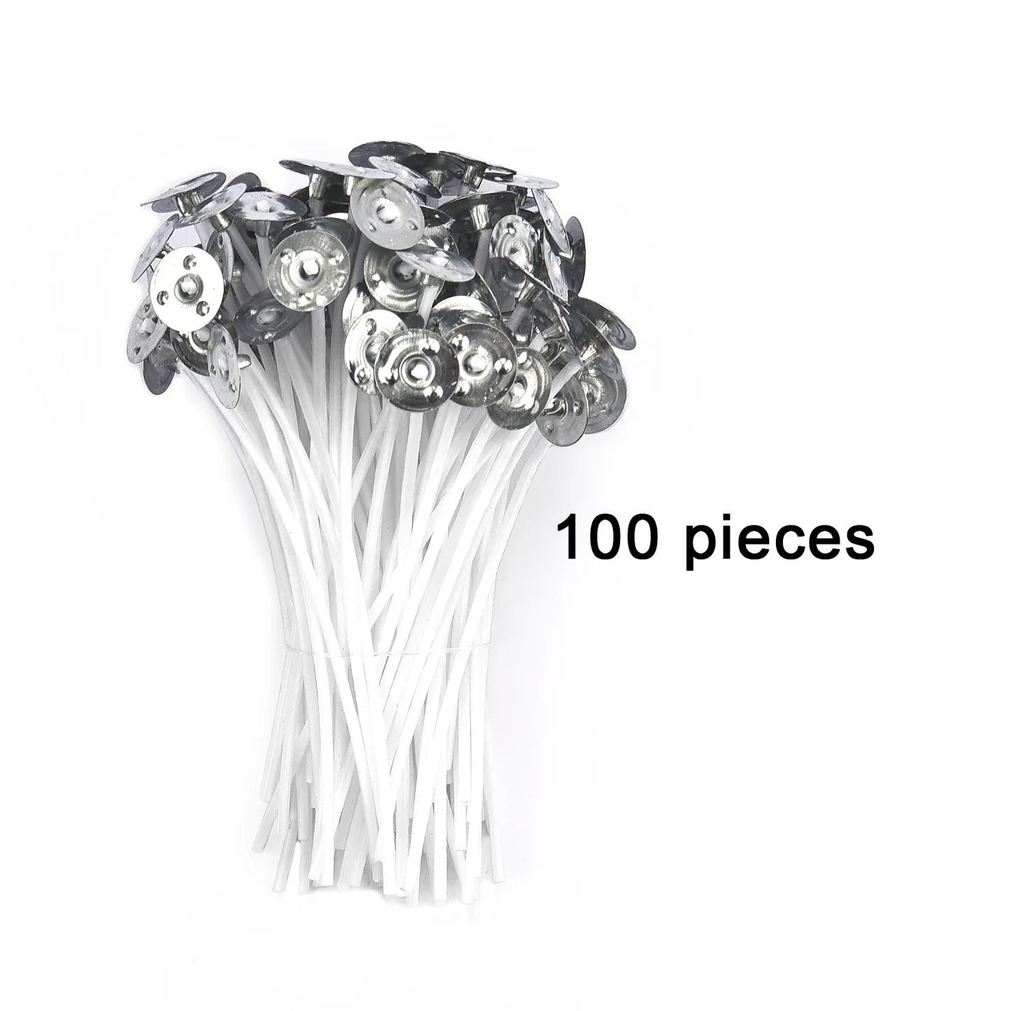 Pre-Waxed Pure Cotton Candle Wicks — 50/100 Pack, Smokeless DIY Candle Wicks, Multiple Lengths 2.6–20 cm (1.0–7.9 in)