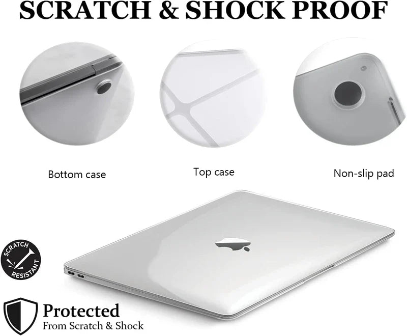Clear Hard Shell Laptop Case for MacBook Air & Pro — Transparent Cover for 13/14/15/16-inch (33/36/38/41 cm)